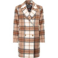 EVISU女士海鸥刺绣休闲潮流时尚格纹大衣外套女 啡色格子 XS