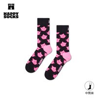 Happy Socks【2026动物系列】男女士潮牌中筒袜创意小猫小狗时尚运动袜子 趣味粉猫 均码 36-40