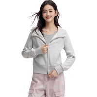 森马（Semir）外套女短款插肩袖小个子潮2024冬季加绒紧身连帽夹克109724108015 浅花灰00211 M