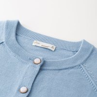 茵曼（INMAN）小香风纯色针织开衫外套女2026春季简约百搭慵懒宽松休闲毛衣 浅兰色 L