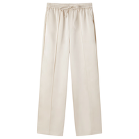 秋水伊人直筒西装裤子春季九分女休闲宽松垂感吸烟裤 米色 XL