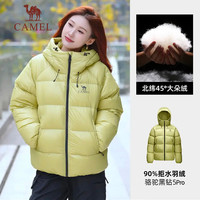 骆驼(CAMEL)【黑钻5PRO】户外羽绒服蓄热保暖抗静电鸭绒面包服外套 子夜蓝,男女同款女生拍小一码 XL