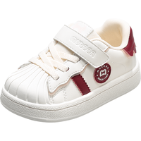 牧童牧童学步鞋25春款宝宝板鞋软底男女童幼儿园小白鞋 枫叶红 19 