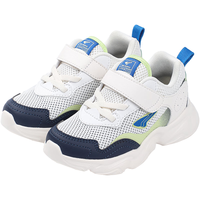 江博士春季男女童透气学步鞋 休闲复古魔术贴儿童运动鞋 米/绿/蓝 31 脚长约18.9-19.5