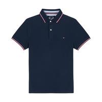 TOMMY HILFIGER汤米 希尔费格 男士Polo衫 经典条纹短袖 舒适透气男装上衣 藏青-条纹 XL（180-200斤）