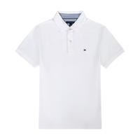 TOMMY HILFIGER汤米 希尔费格 男士Polo衫 经典条纹短袖 舒适透气男装上衣 白色 M（140-160斤）