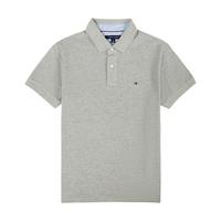TOMMY HILFIGER汤米 希尔费格 男士Polo衫 经典条纹短袖 舒适透气男装上衣 灰色 S（120-140斤）