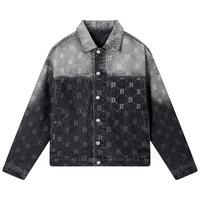 gxgjeans【内里夹棉】冬季满印老花牛仔夹克外套男式夹克男青少年