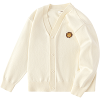 巴拉巴拉男童毛衣开衫2024春秋女童针织衫上衣线衫时尚百搭萌 白色调00411 150cm