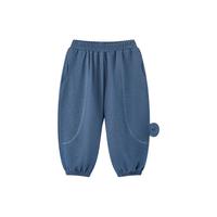 博睿恩（Pureborn）儿童束脚裤25年春季男女宝宝阔腿裤立体耳朵个性裤子 深牛仔蓝 80