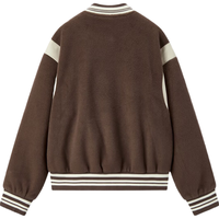 森马（Semir）外套女刺绣拼接撞色宽松夹克2024冬季仿毛呢棒球服109724108004 咖色调00355 M