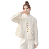 丝柏舍圆领外套2024冬装女装时尚小香风气质宽松款上衣 S