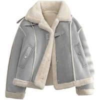 丝柏舍机车风外套2024冬装女装个性拼接宽松款立领上衣