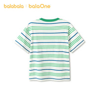 巴拉巴拉【balaOne】童装短袖t恤男女童2026夏装条纹休闲上衣 绿白色调00441 110
