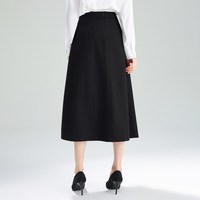 诗·萌 诗萌OL高腰A字裙2025秋冬女士修身显瘦纯色排扣中长款半身裙