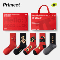 PRIMEET 派米男士红袜子马年冬中筒袜新年送礼棉袜