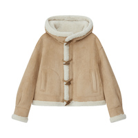 VEGA CHANG外套2024年冬加绒加厚高级美式绒感皮毛仿皮草外套 浅咖色 L