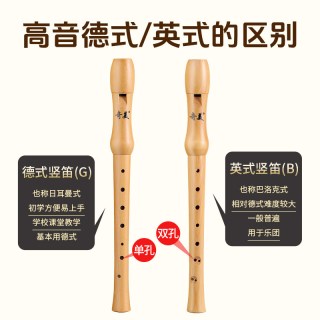 奇美高音英式八孔竖笛8孔德式全木质27G 26B中小中音竖笛 【QM8A-28G半木质】高音德式+吹奏说明+
