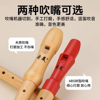 奇美高音英式八孔竖笛8孔德式全木质27G 26B中小中音竖笛 【QM8A-28G半木质】高音德式+吹奏说明+