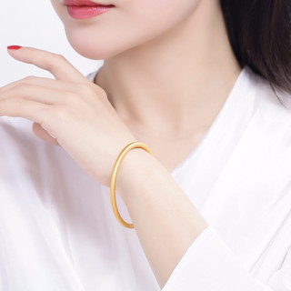 金莱缘 古法黄金手镯 3D硬金足金简约素面金镯子手环固口空心女款 56圈口 约8.2g 
