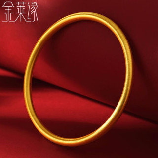 金莱缘 古法黄金手镯 3D硬金足金简约素面金镯子手环固口空心女款 56圈口 约8.2g 