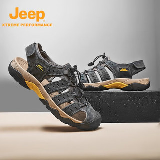 Jeep吉普2025新款秋冬户外徒步凉鞋男轻便防撞防滑耐磨沙滩鞋 深灰（男款） 4