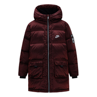 NIKE耐克童装男童中长款羽绒服冬季新年红色儿童加绒内里保暖连帽上衣 学院红 160/76(L) 160 /76(L)