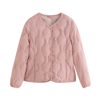 茵曼（INMAN）轻薄简约无领短款羽绒马甲女士2024可内搭可外穿薄款外套 粉色 M