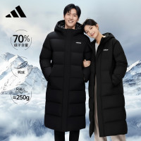 adidas L码250g高冲绒中长款羽绒服