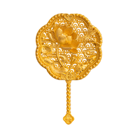 京工美作古法黄金胸针吊坠两戴足金999金荷团扇妈妈生日礼物送老婆17.76g