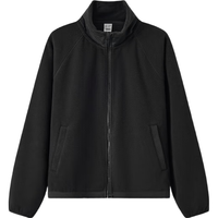 森马（Semir）外套女抗静电摇粒绒宽松2024冬立领插肩袖101724108004 黑色90001 M