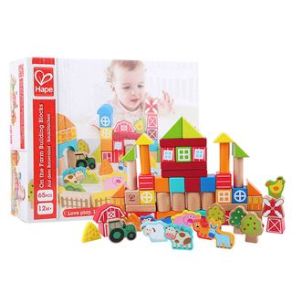 Hape 农场小镇情景木制拼搭积木 1-6岁益智启蒙玩具