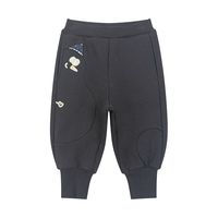 马·拉丁（M.Latin）/童装裤子24冬女小童雪人造型趣味印花针织长裤 假黑 120cm