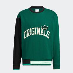 adidas 官方正品三叶草男子拼接撞色圆领套头卫衣HZ8923