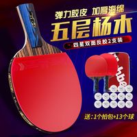 韦伯 4星乒乓球拍成品拍双拍单拍2只初学者儿童成人训练直横拍套装