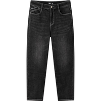 森马 Semir森柔牛仔|牛仔裤男冬季修身小脚裤显瘦时尚复古长裤裤子 牛仔水洗黑98201 32