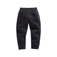 太平鸟男装牛仔长裤春水洗锥形裤潮流B1HAE1247 黑色1（经典锥型） S