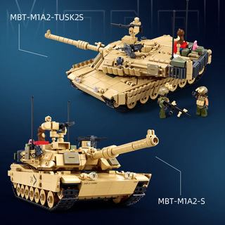 小鲁班M1A2主战坦克拼装积木模型99A坦克军事玩具新年男