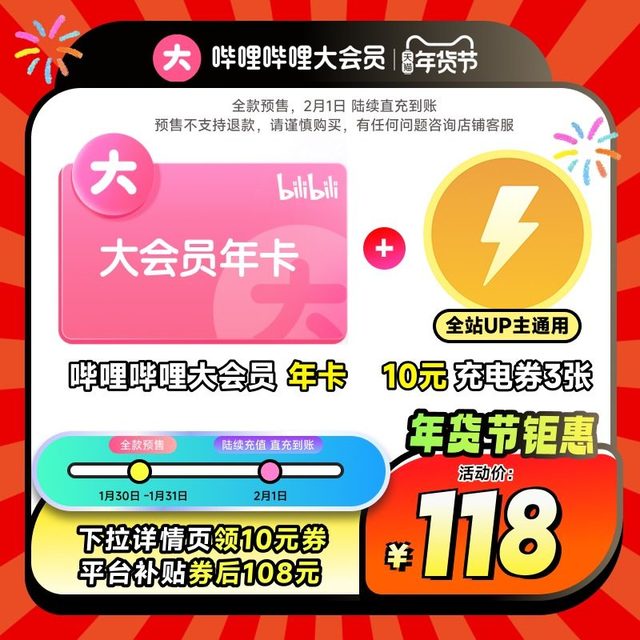 bilibili B站大会员12个月