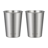 美厨(MAXCOOK)304不锈钢水杯 啤酒杯防摔果汁杯冷饮杯泡茶口杯350ml*2个MCB3765 冷饮杯350ml*2只 银色MCB3765