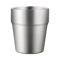 美厨(MAXCOOK)304不锈钢水杯冷饮杯子 双层阶梯杯口杯咖啡果汁260ml*2个MCB4560 双层阶梯杯260ml*2只银色MCB4560