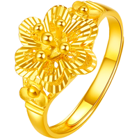 周六福（ZLF）新年  黄金戒指女款足金999花儿绽放女戒活口 计价 11号-4.15g