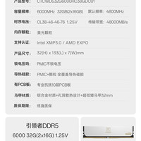 移动端：十铨 引领者ddr5内存条海力士台式矮马甲6000 C28 6400 32G 64G 96