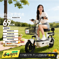 驰小虎 电动自行车 吉祥虎自营电动车2026新新国标电车电瓶车长续航大踏板国民好车小虎电瓶车 茶白