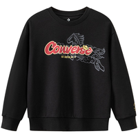 Converse【CNY新年系列】匡威童装男童加绒卫衣马年男女童红色拜年服 正黑色 160 /80 【身高158-170cm】
