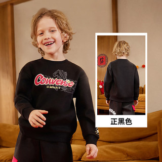 Converse【CNY新年系列】匡威童装男童加绒卫衣马年男女童红色拜年服 正黑色 130 /64 【身高116-122cm】