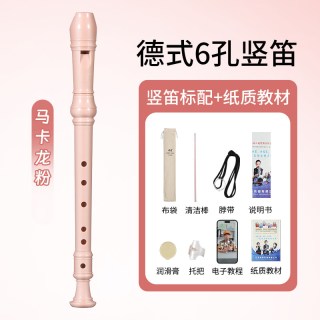 奇美竖笛德式高音6孔英式8孔小初学六孔八孔儿童入门笛子 【升级款马卡龙粉】高音德式6孔竖笛 +布袋+教材