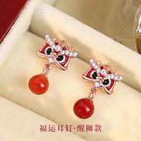 银千惠 纯银耳钉耳环女福运生肖蛇耳坠耳饰品礼盒新年礼物