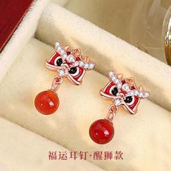 银千惠 纯银耳钉耳环女福运生肖蛇耳坠耳饰品礼盒新年礼物