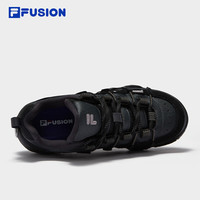 FILA FUSION斐乐潮牌女鞋复古篮球鞋2024冬季面包鞋休闲鞋 车漆黑/神秘灰 36